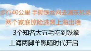 财经冷眼：步行40公里，手撕铁丝网去浦东机场   两个家庭惊险逃离上海出墙       3个知名大五毛吃到铁拳     上海两脚羊黑暗时代开启！！